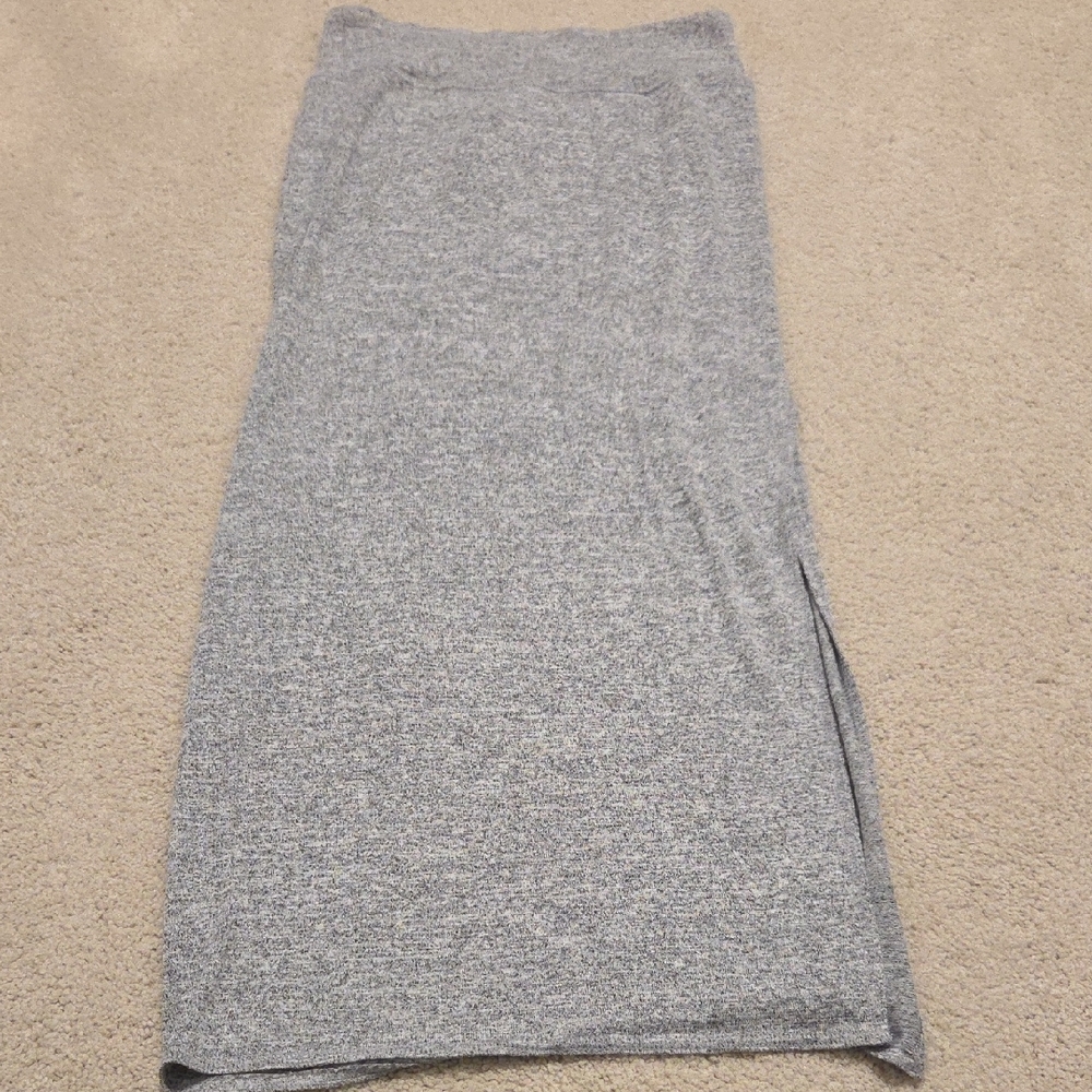 Aritzia Gray Knit Midi Skirt With Slit
